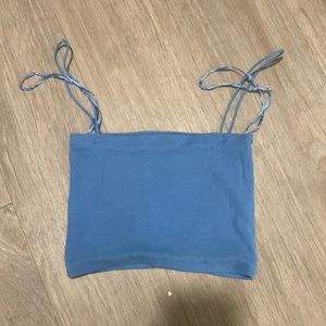 BLUE ZARA TUBE TOP CROP TOP